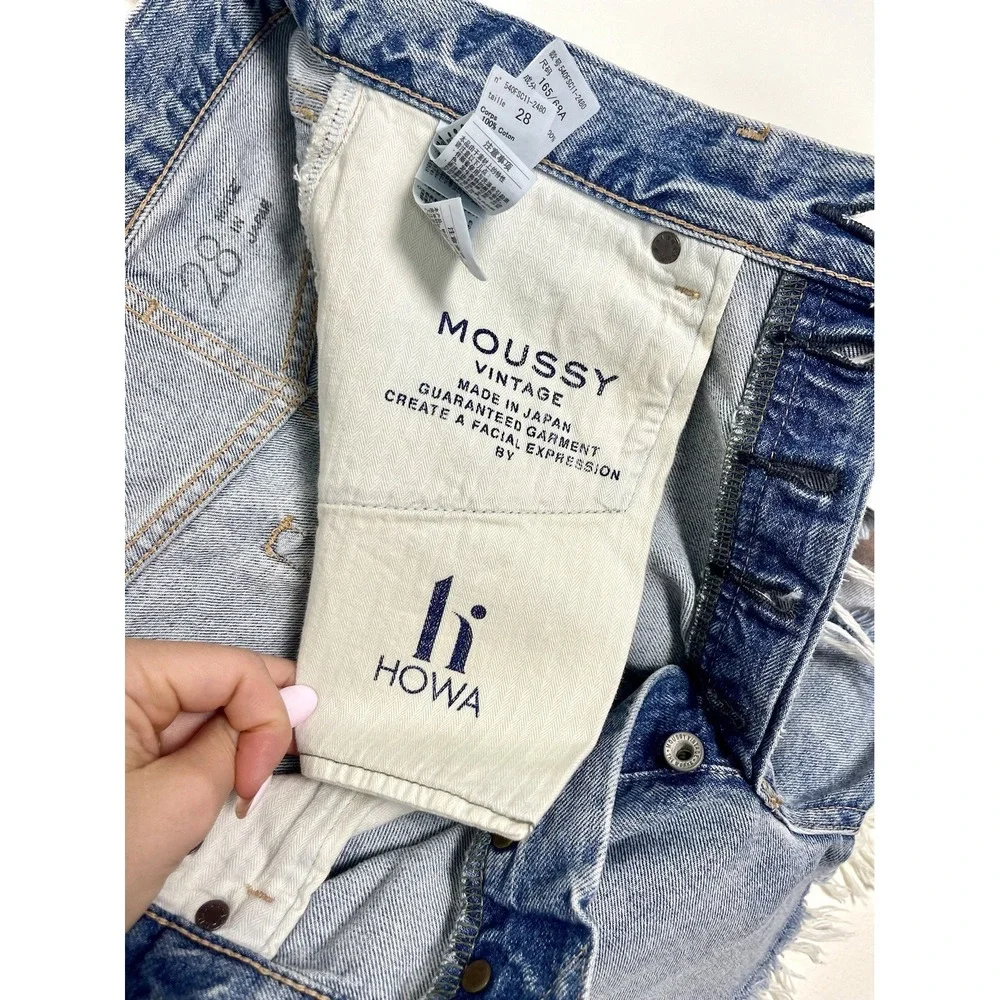 New! MOUSSY VINTAGE Mathews Cut Off Short Light Blue Distressed Raw Hem Denim 28 - Picture 13 of 16
